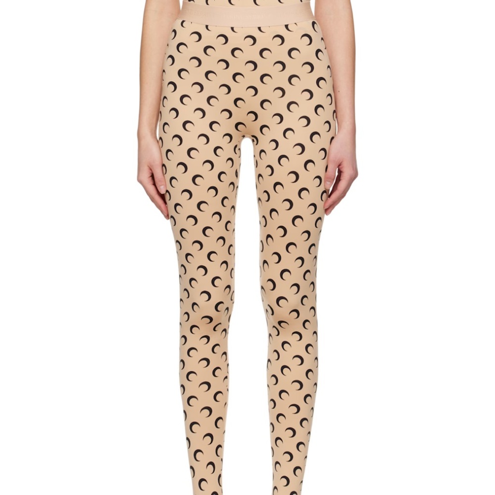 Marine Serre Beige and Black Crescent Moon Leggings